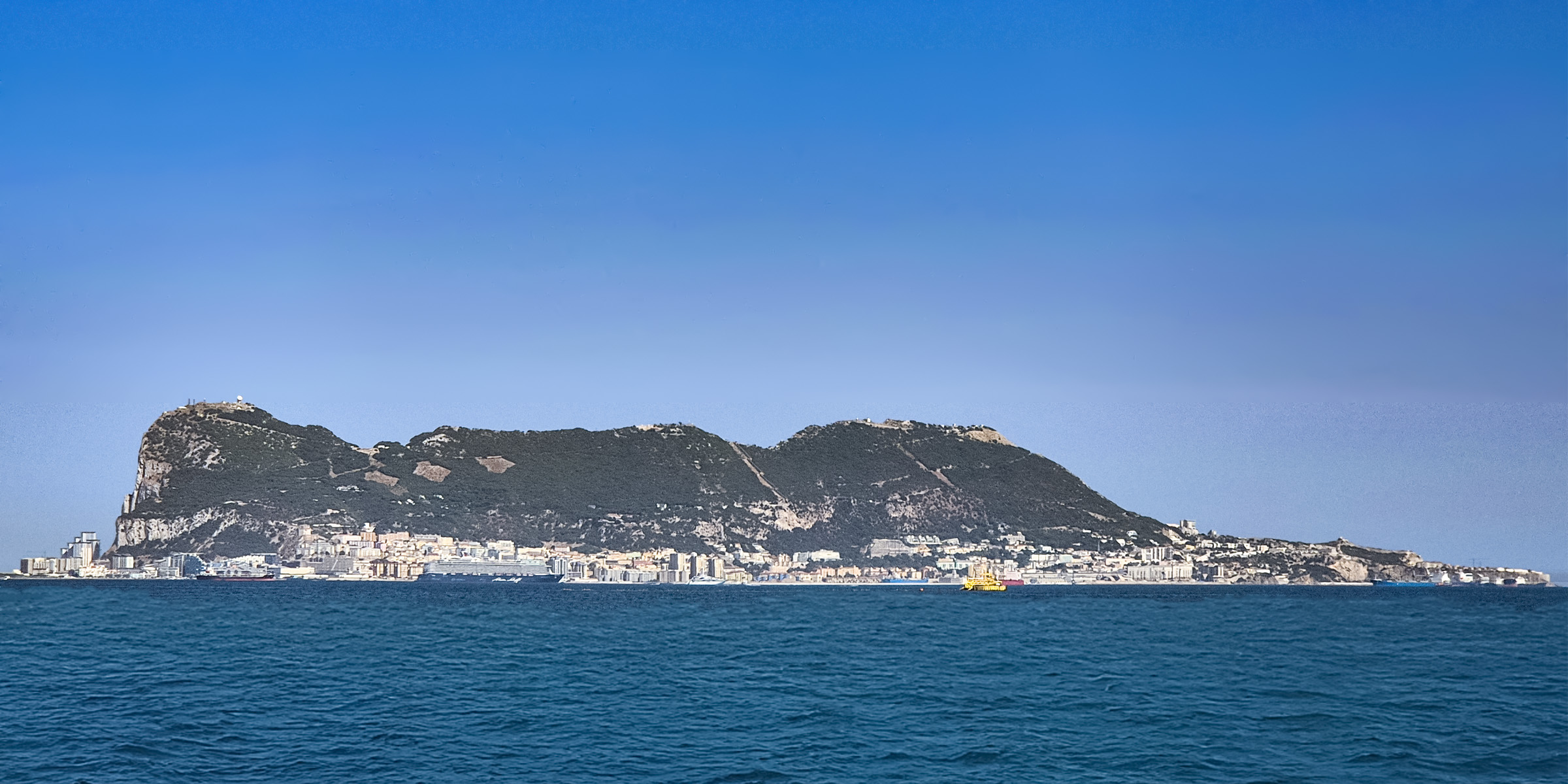 The Rock of Gibraltar viewed across the Bay from Las Palmones