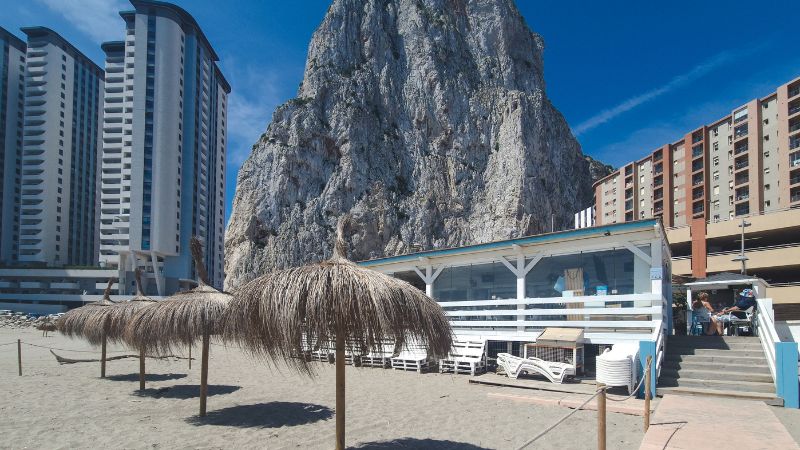 Local beach bar Gibraltar Rock views