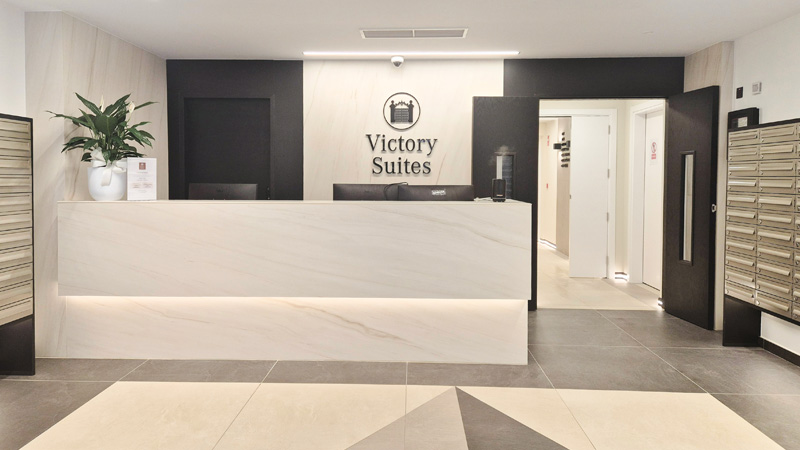 Premium lobby and entrance at Victory Suites Gibraltar
